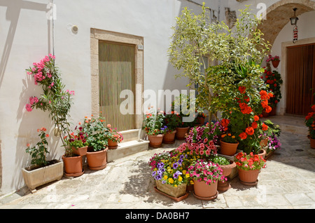 Hübsche Ecke, Locorotondo, Apulien, Italien Stockfoto