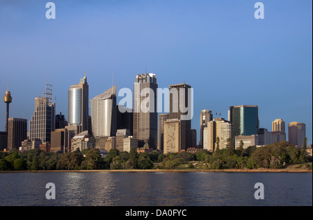 Skyline der Stadt am frühen Morgen Farm Cove Sydney New South Wales Australien Stockfoto