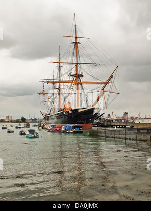 Historischen Schlachtschiff HMS Warrior im Hafen von Portsmouth Stockfoto