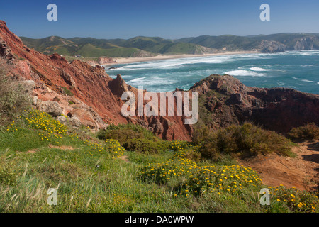 Praia Amado Beach im Parque Natural Do Sudoeste Alentejano e Costa Vicentina in der Nähe von Carrapateira Algarve Portugal Stockfoto