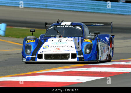 30. Juni 2013 - Watkins Glen, New York, USA - 30. Juni 2013: The Michael Shank Racing Ford (6) Antonio Pizzonia und Gustavo Yacaman angetrieben, während der GRAND-AM Rolex Series Sahlen sechs Stunden The Glen in Watkins Glen International in Watkins Glen, New York. Stockfoto