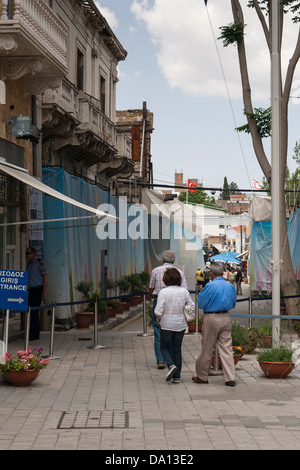 Ledra Street Crossing Kontrollpunkt, der durch die Pufferzone und der nördlichen türkischen Seite führt. Nikosia, Zypern. Stockfoto
