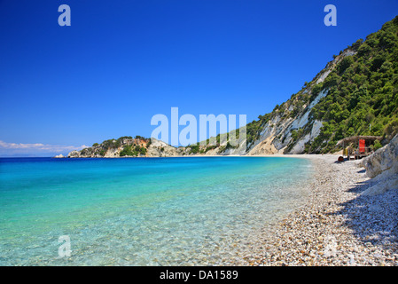 Gidaki Strand, der schönste Strand von Ithaka ("Ithaki") Insel, Ionisches Meer, Nordteil ("sieben Inseln"), Griechenland. Stockfoto