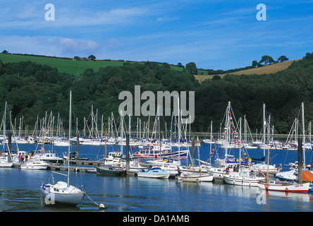 Yachten vor Anker in der Nähe der Mündung des Flusses Dart Stockfoto