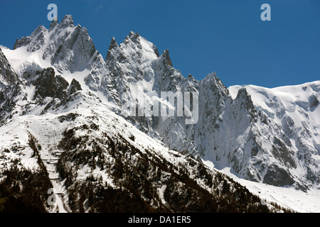 Chamonix Aiguilles von Chamonix-Mont-Blanc zu sehen Stockfoto