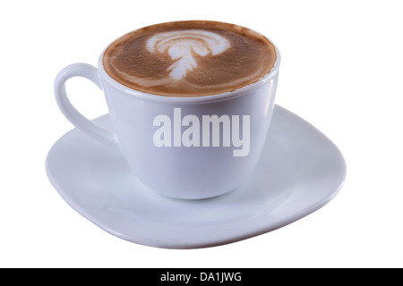 Tasse Kaffee isoliert auf weißem Hintergrund Studio gedreht Stockfoto