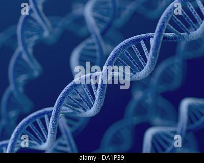 3D Render DNA auf blauem Hintergrund Stockfoto