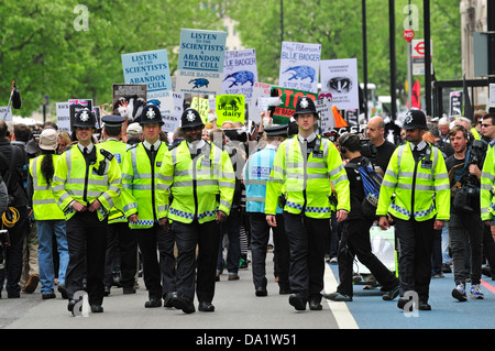 Metropolitan Police Officers bei der nationalen März gegen the Badger zu Keulen, Samstag, 1. Juni 2013 Stockfoto