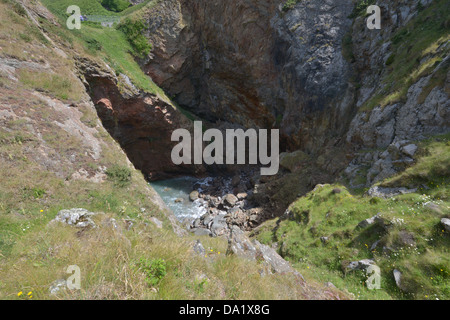 Die Küste und die Umgebung von Devils Hole in Jersey. Stockfoto