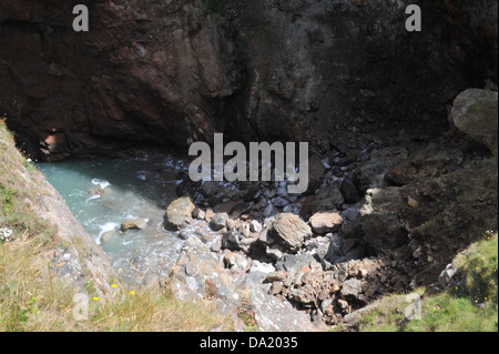 Die Küste und die Umgebung von Devils Hole in Jersey. Stockfoto