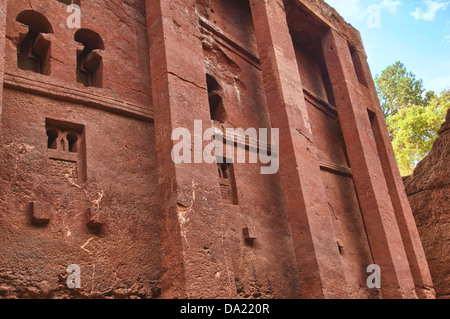 Monolithic Felsen gehauene Kirche Bete Medhane Alem, Innenraum, Lalibela, Äthiopien Stockfoto