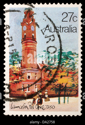 Australien - CIRCA 1982: A Briefmarke gedruckt in Australien zeigt die historische australische Postämter, Launceston, Serie, ca. 1982 Stockfoto