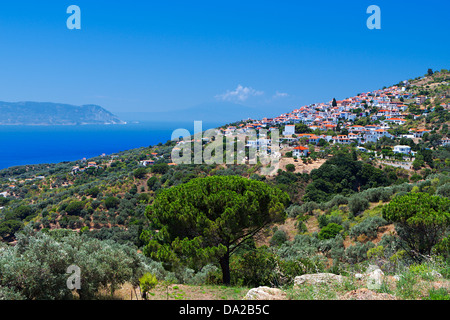 Glossa Dorf auf Skopelos Insel in Griechenland Stockfoto