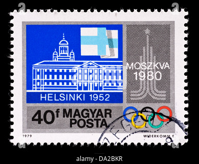 Briefmarke aus Ungarn für die Olympischen Sommerspiele 1980 in Moskau, UdSSR ausgestellt. Stockfoto