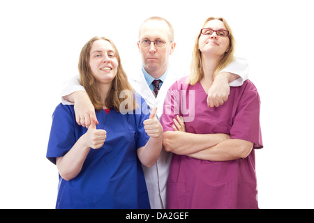 Spaß an der Arbeit in der medizinischen Industrie mit netten Leuten Stockfoto
