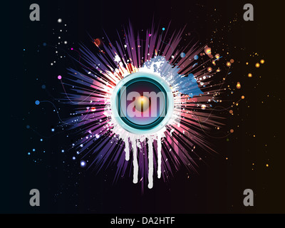 Abstract Grunge Musikhintergrund mit Lautsprecher illustration Stockfoto