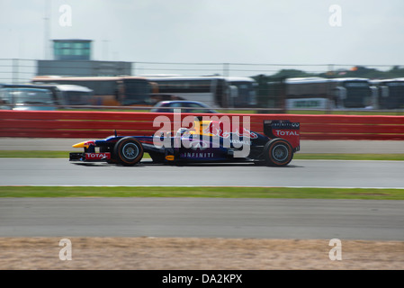 Sebastian Vettel Rennen in British Grand Prix 2013 Stockfoto