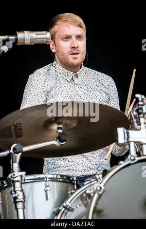 Mailand, Italien. 1. Juli 2013. Johnny Marr ex-Gitarrist von The Smiths tritt bei Ippodromo del Galoppo während der "City Sound Festival 2013" Credit: Rodolfo weitertransferiert/Alamy Live News Stockfoto