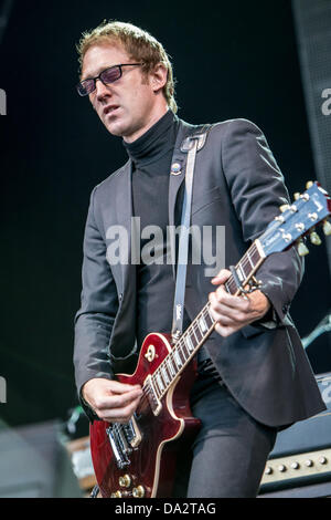 Mailand, Italien. 1. Juli 2013. Johnny Marr ex-Gitarrist von The Smiths tritt bei Ippodromo del Galoppo während der "City Sound Festival 2013" Credit: Rodolfo weitertransferiert/Alamy Live News Stockfoto