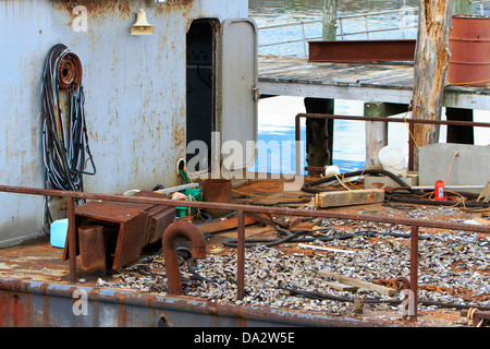 Details von Bergung Schiff verankert im Südwesten Maine Maine Stockfoto