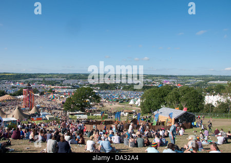 Die Aussicht vom Dach des Park am Glastonbury Festival of Contemporary Performing Arts 2013. Stockfoto