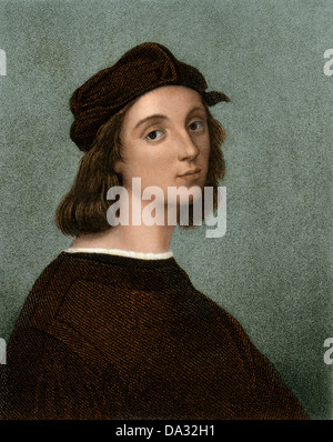 Porträt des Künstlers Raphael. Digital farbige Gravur von einem Gemälde Stockfoto