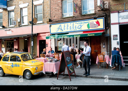Attilio, Italienisches Restaurant, Turnmill Street, Clerkenwell, London, EC1, UK Stockfoto