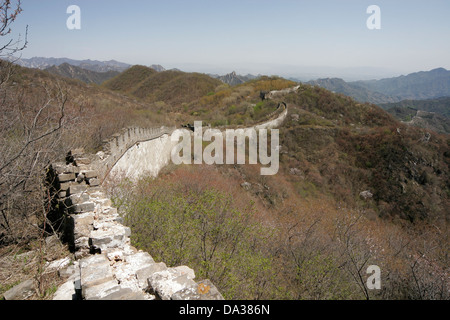 Die chinesische Mauer bei Mutianyu nahe Peking Stockfoto