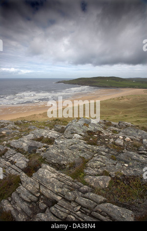 Die Dünen und felsige Küste der Torrisdale Strand, Bettyhill, Sutherland, North West Scotland, UK Stockfoto