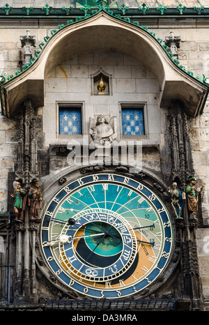 Astronomische Uhr am Altstädter Rathaus in Prag, Tschechien Stockfoto