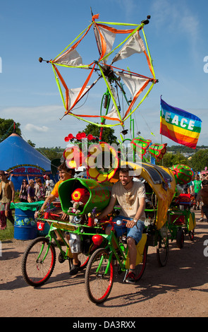 Rinky Dink Fahrrad Soundsystem am Glastonbury Festival of Contemporary Performing Arts 2013. Stockfoto