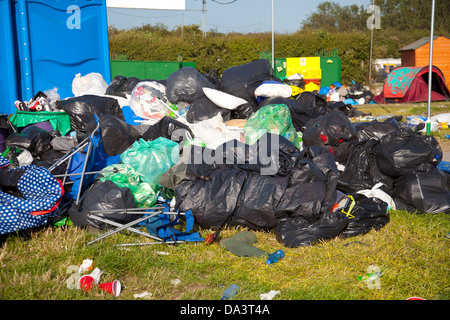 Müll links nach Glastonbury Festival 2013 Stockfoto