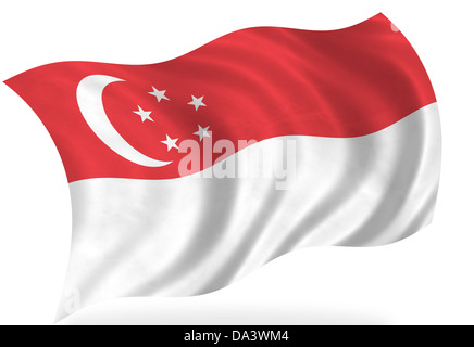 Singapur-Flagge, isoliert Stockfoto