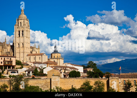 Ansicht von Segovia vom Schloss. Stockfoto