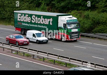 Eddie Stobart-LKW auf der Autobahn M40, Warwickshire, UK Stockfoto