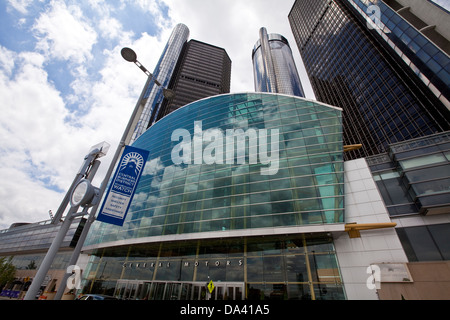 General Motors Unternehmenszentrale ist in Detroit Renaissance Center gesehen. Stockfoto