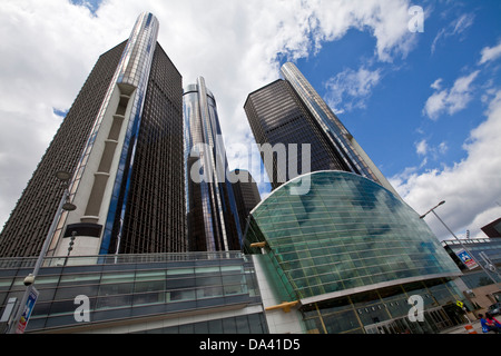 General Motors Unternehmenszentrale ist in Detroit Renaissance Center gesehen. Stockfoto