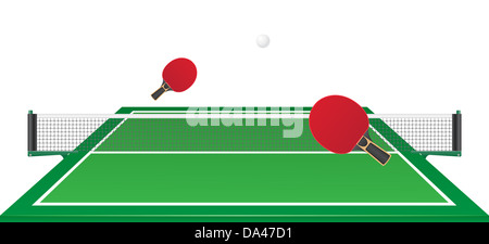 Tischtennis Ping Pong Abbildung isoliert auf weißem Hintergrund Stockfoto
