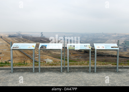 Public-Viewing-Point mit Informationen Schautafeln an einer Oberfläche Kohle mir in Deutschland Stockfoto