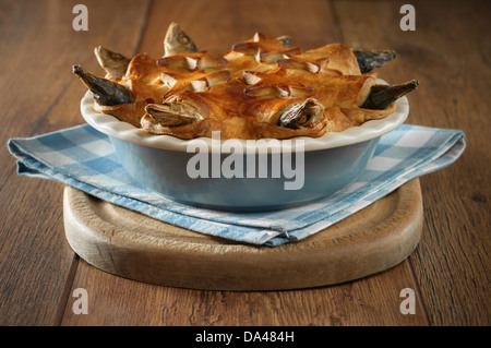 Stargazy Torte West Country Fisch Gericht Cornwall UK Stockfoto