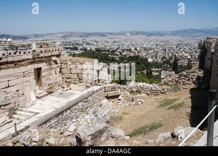 City View Athen aus dem Heiligtum des Zeus Polieus in der Akropolis Stockfoto