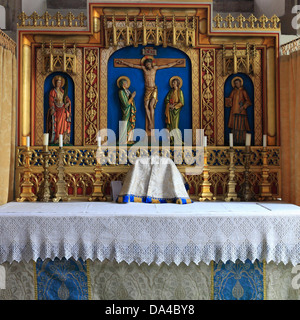 Der Altar und Retabel in der Pantoffel-Kapelle in Walsingham. Stockfoto