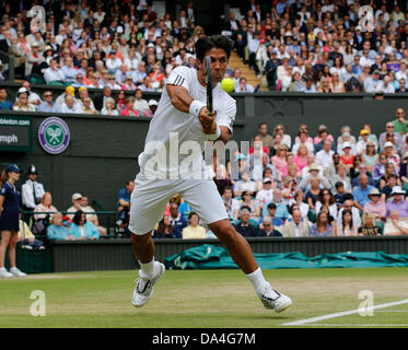 Wimbledon, London, England. 3. Juli 2013. Tag neun die Wimbledon Tennis Championships 2013 statt in The All England Lawn Tennis and Croquet Club, London, England, UK. Herren Viertelfinale Einzel übereinstimmen. Andy Murray (GBR) gegen Fernando Verdasco (ESP) Credit: Action Plus Sport Bilder/Alamy Live News Stockfoto