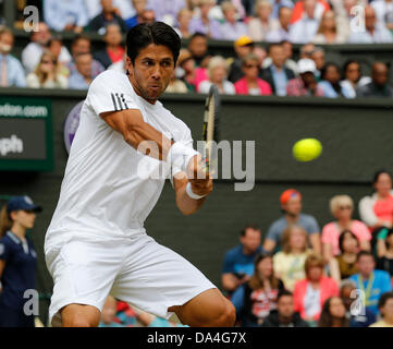 Wimbledon, London, England. 3. Juli 2013. Tag neun die Wimbledon Tennis Championships 2013 statt in The All England Lawn Tennis and Croquet Club, London, England, UK. Herren Viertelfinale Einzel übereinstimmen. Andy Murray (GBR) gegen Fernando Verdasco (ESP) Credit: Action Plus Sport Bilder/Alamy Live News Stockfoto