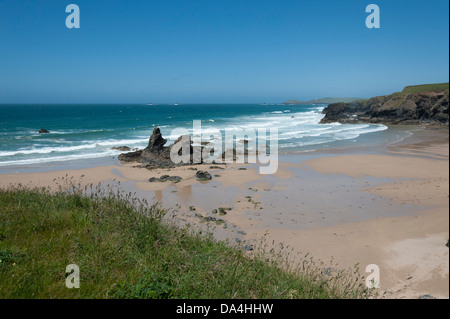 Ein Blick auf Porthcothan Bay North Cornwall UK Stockfoto