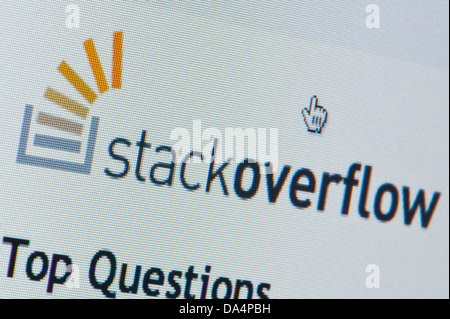 Nahaufnahme des Stack Overflow Logos, wie auf ihrer Website zu sehen. (Nur zur redaktionellen Verwendung: print, TV, e-Book und redaktionelle Webseite). Stockfoto