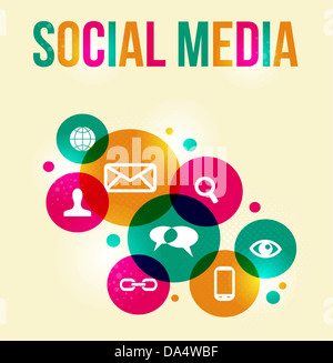 Social Media-Symbole im bunten Kreis Layout festlegen. EPS10 Dateiversion. Stockfoto
