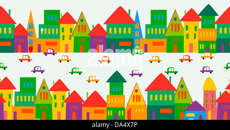 Trendige Stadt nahtlose Musterdesign. Diese Abbildung ist für einfache Handhabung und individuelle Färbung geschichtet. Stockfoto