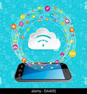 Cloud computing Netzwerkdiagramm. Vektor-Illustration für einfache Handhabung und individuelle Färbung geschichtet. Stockfoto