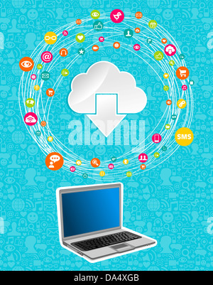 Cloud computing Netzwerkdiagramm. Vektor-Illustration für einfache Handhabung und individuelle Färbung geschichtet. Stockfoto